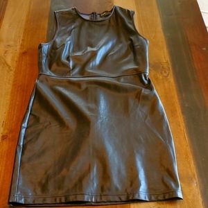 Black faux leather dress. Size 8.